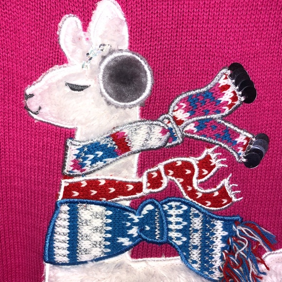 Maggie & Zoe Pink Llama Sweater ~Large US 14 - Picture 2 of 16